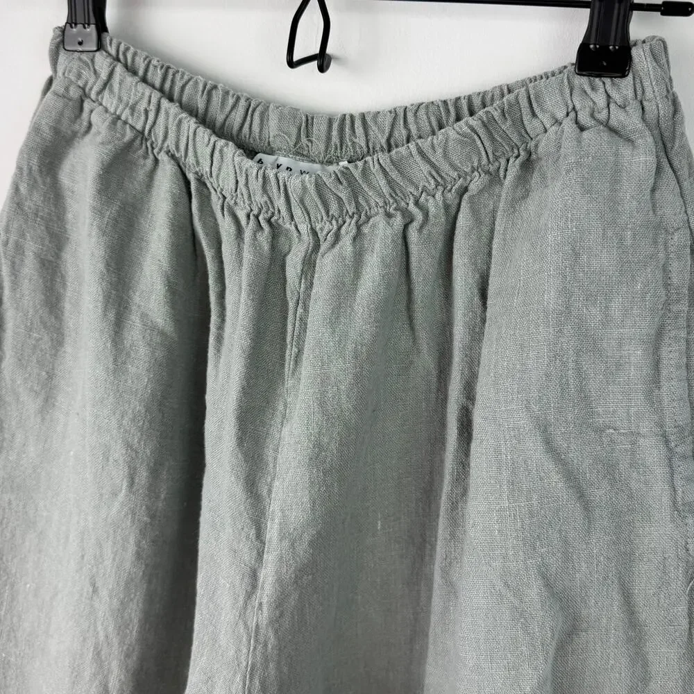 Bryn Walker Oliver USA Lagenlook Gray Green Lantern Pants Linen Wide-Leg S Small - Picture 2 of 8